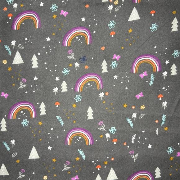 Rainbow Nature Super Snuggle Flannel Fabric - 1 Yd+ Butterfly, Mushroom, Flower - Picture 1 of 7